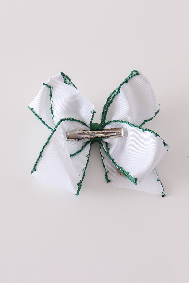 Forest Reindeer Embroidery Crochet Edge Hair Bow
