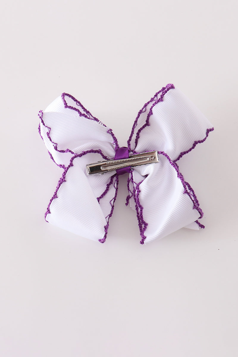 Purple Witch Hat Embroidery Crochet Edge Hair Bow
