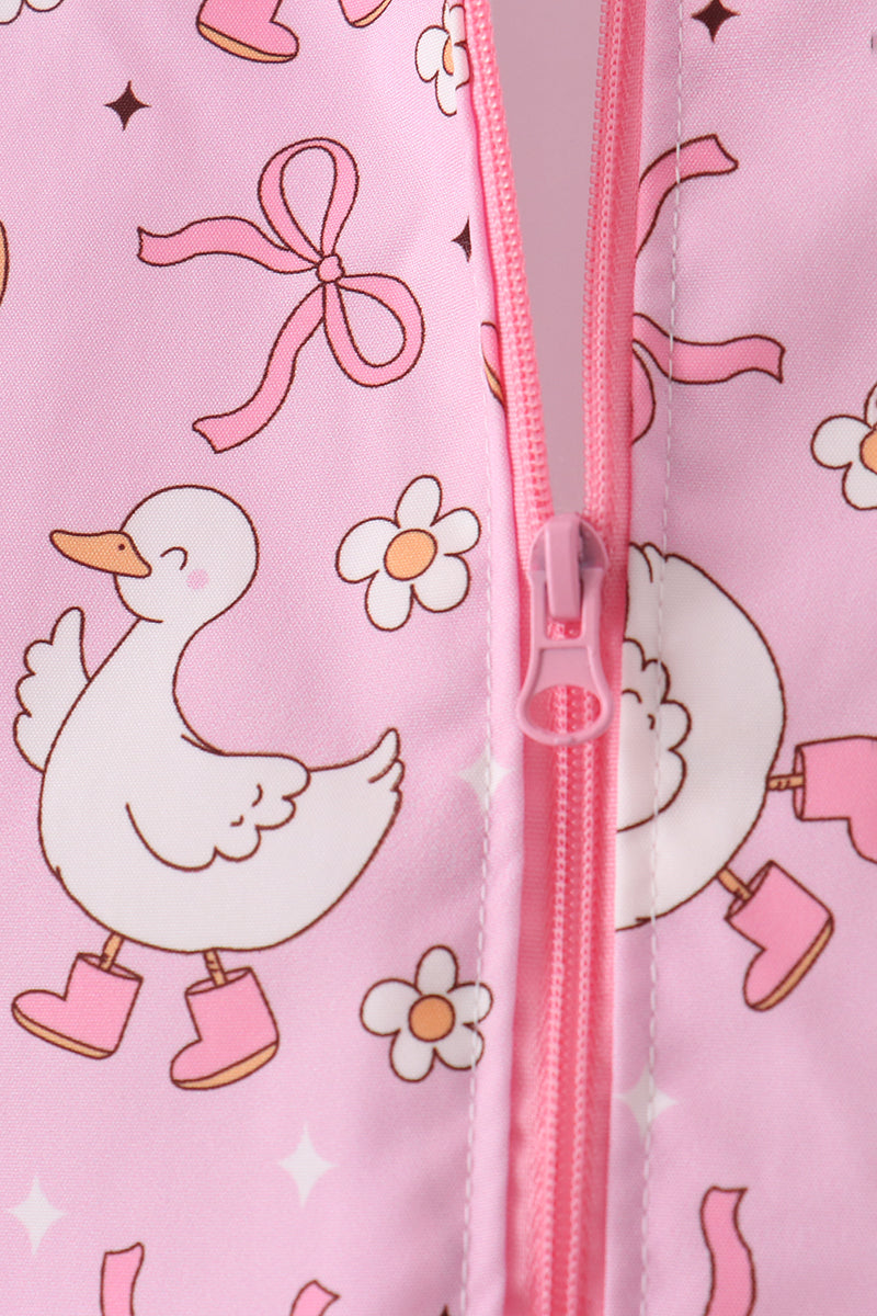 Pink Goose Bow Ruffle Raincoat