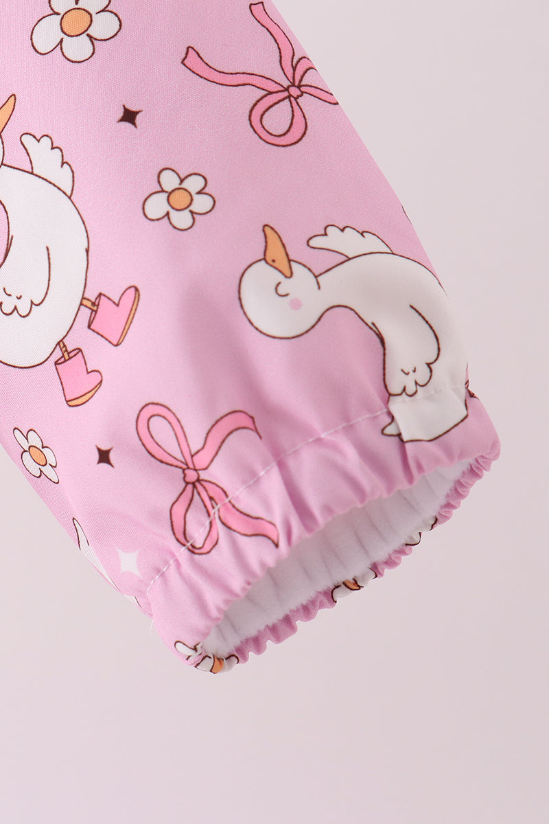 Pink Goose Bow Ruffle Raincoat