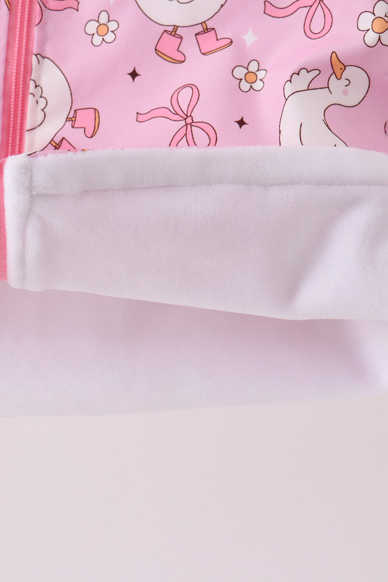 Pink Goose Bow Ruffle Raincoat