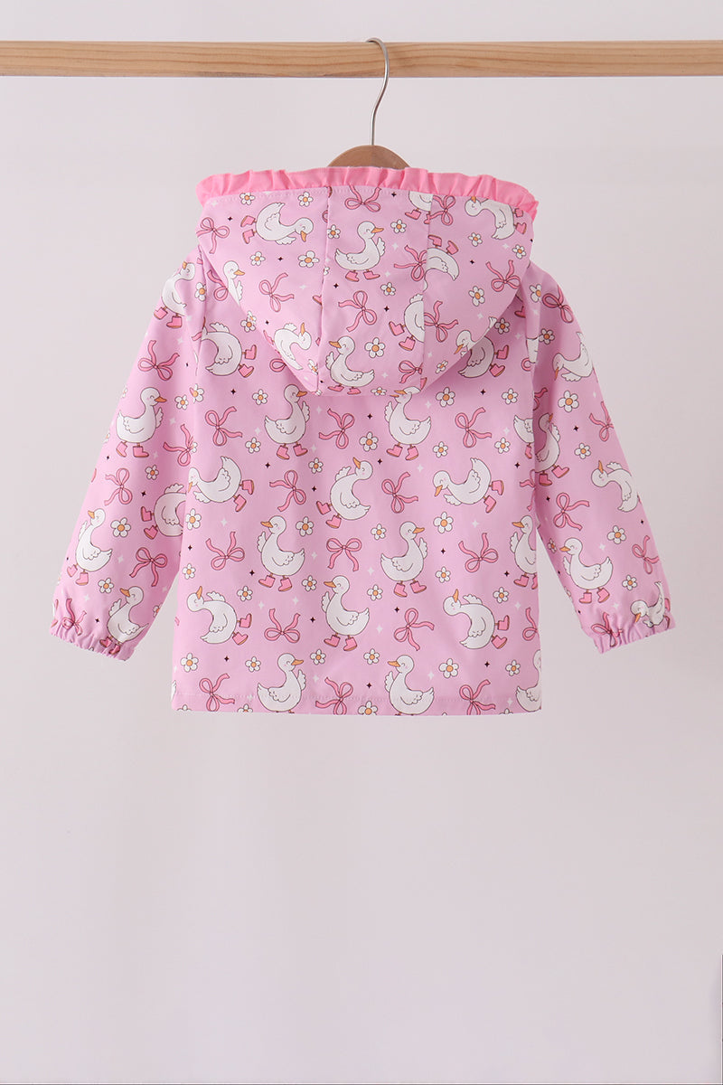 Pink Goose Bow Ruffle Raincoat