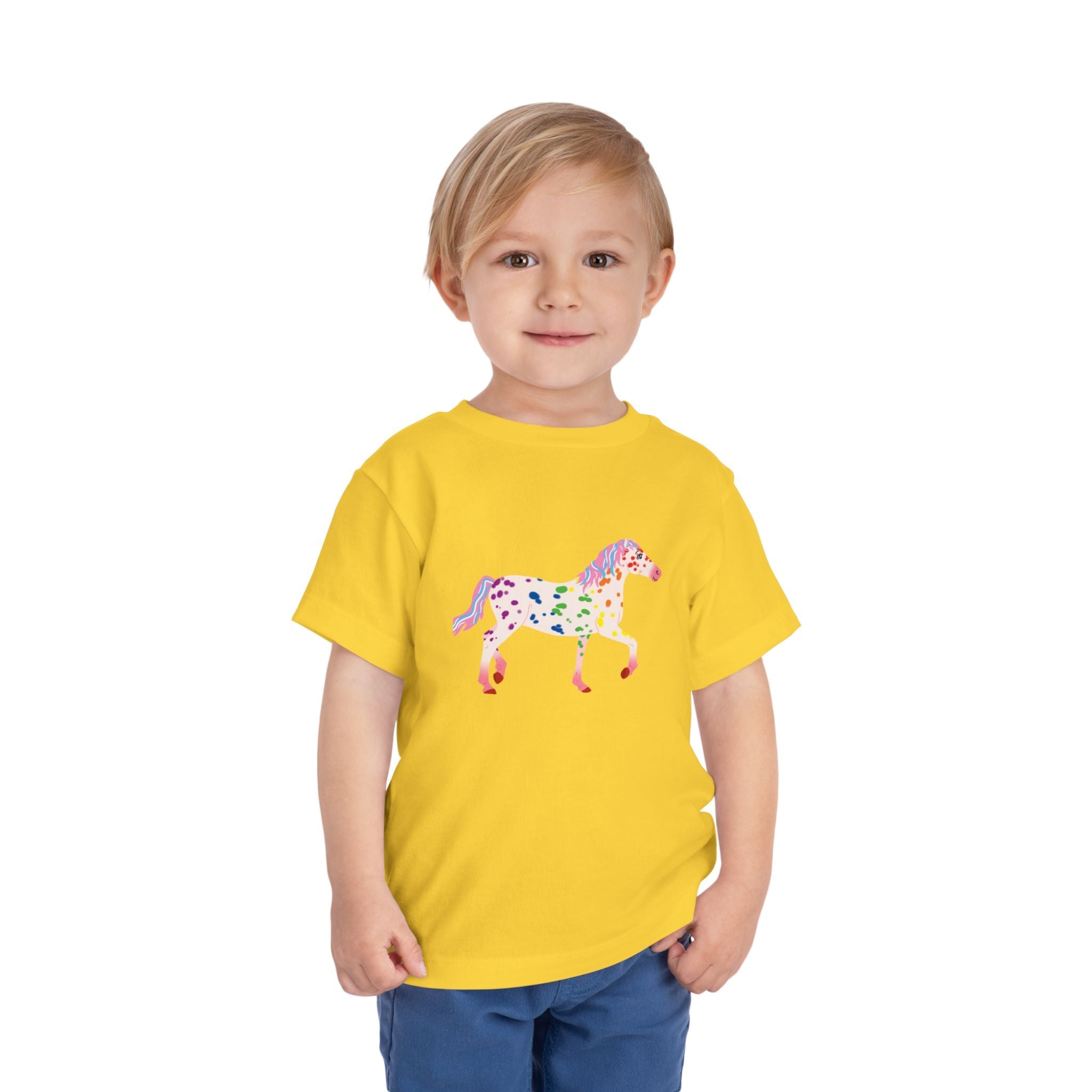 Rainbow On My Parade Horse Toddler Short Sleeve Tee Shirt