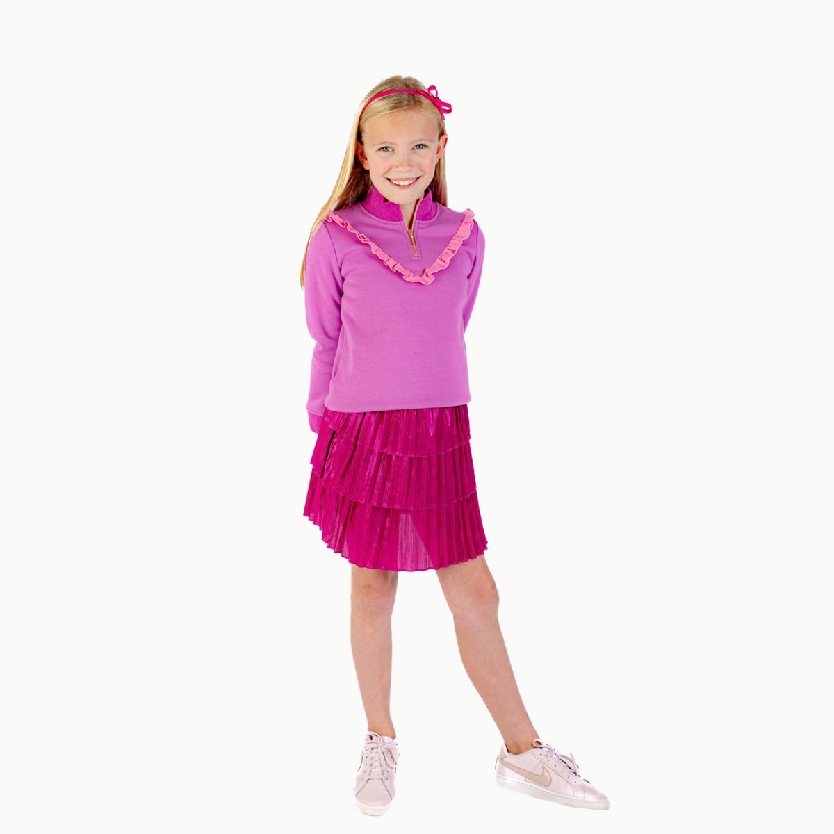 Ruffle Skirt In Purple Metallic