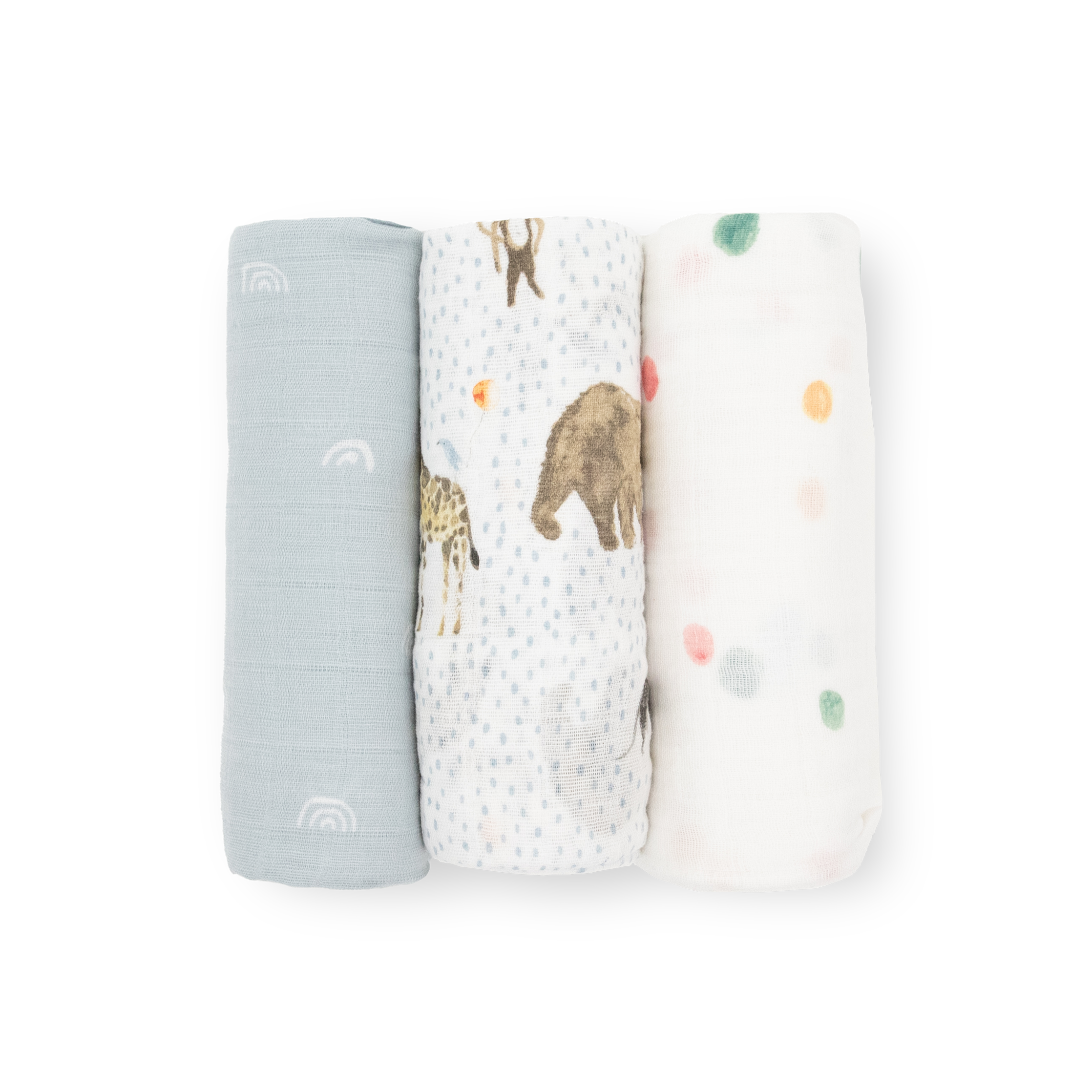 Cotton Muslin Swaddle Blanket 3 Pack - Party Animals