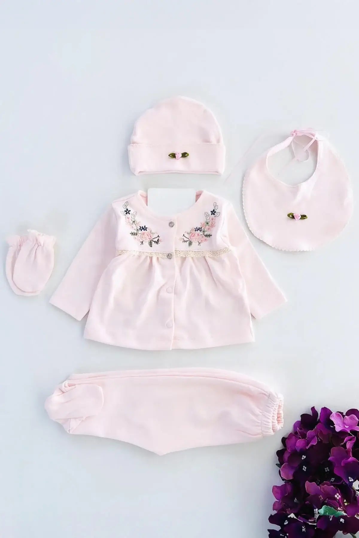 Sakura Newborn Girl Coming Home Outfit Gift Set (5 Pcs)