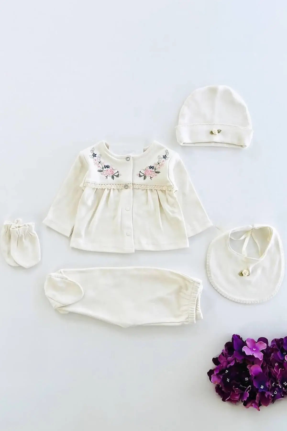 Sakura Newborn Girl Coming Home Outfit Gift Set (5 Pcs)