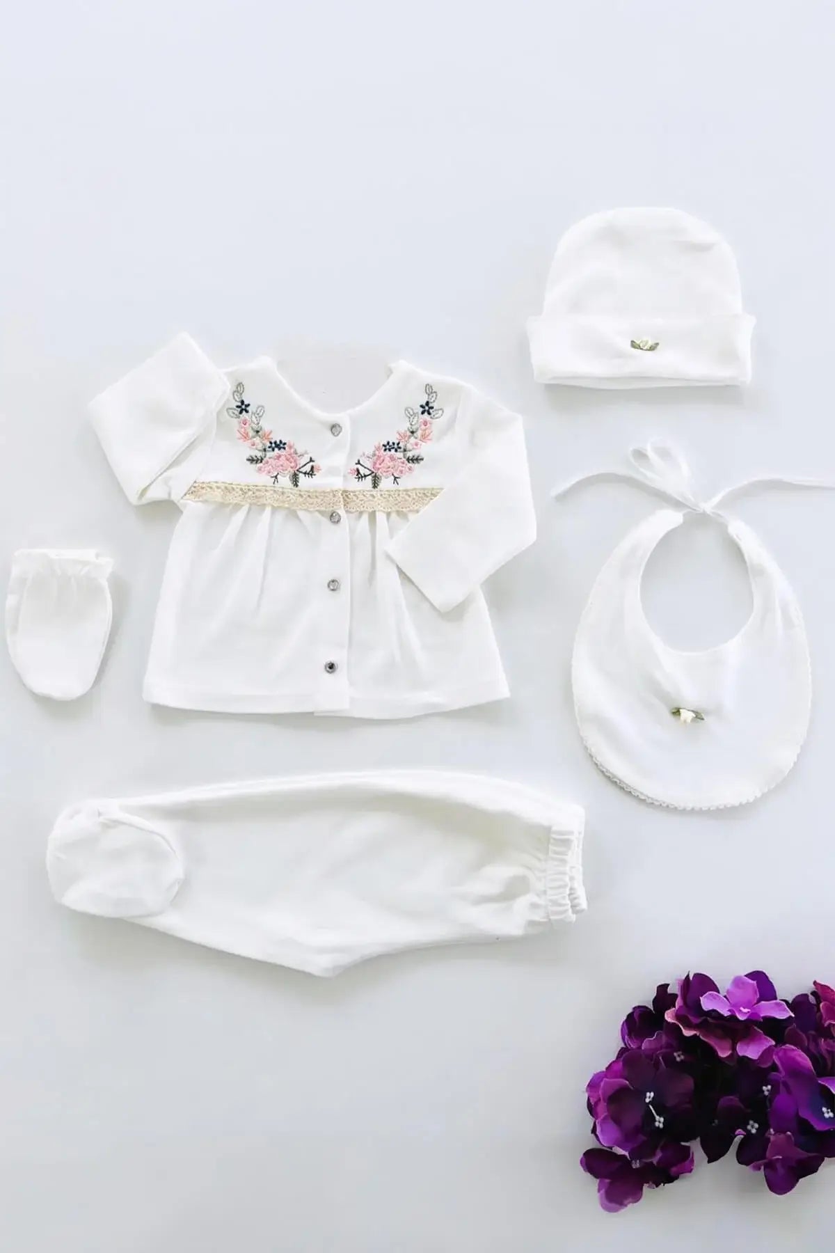 Sakura Newborn Girl Coming Home Outfit Gift Set (5 Pcs)