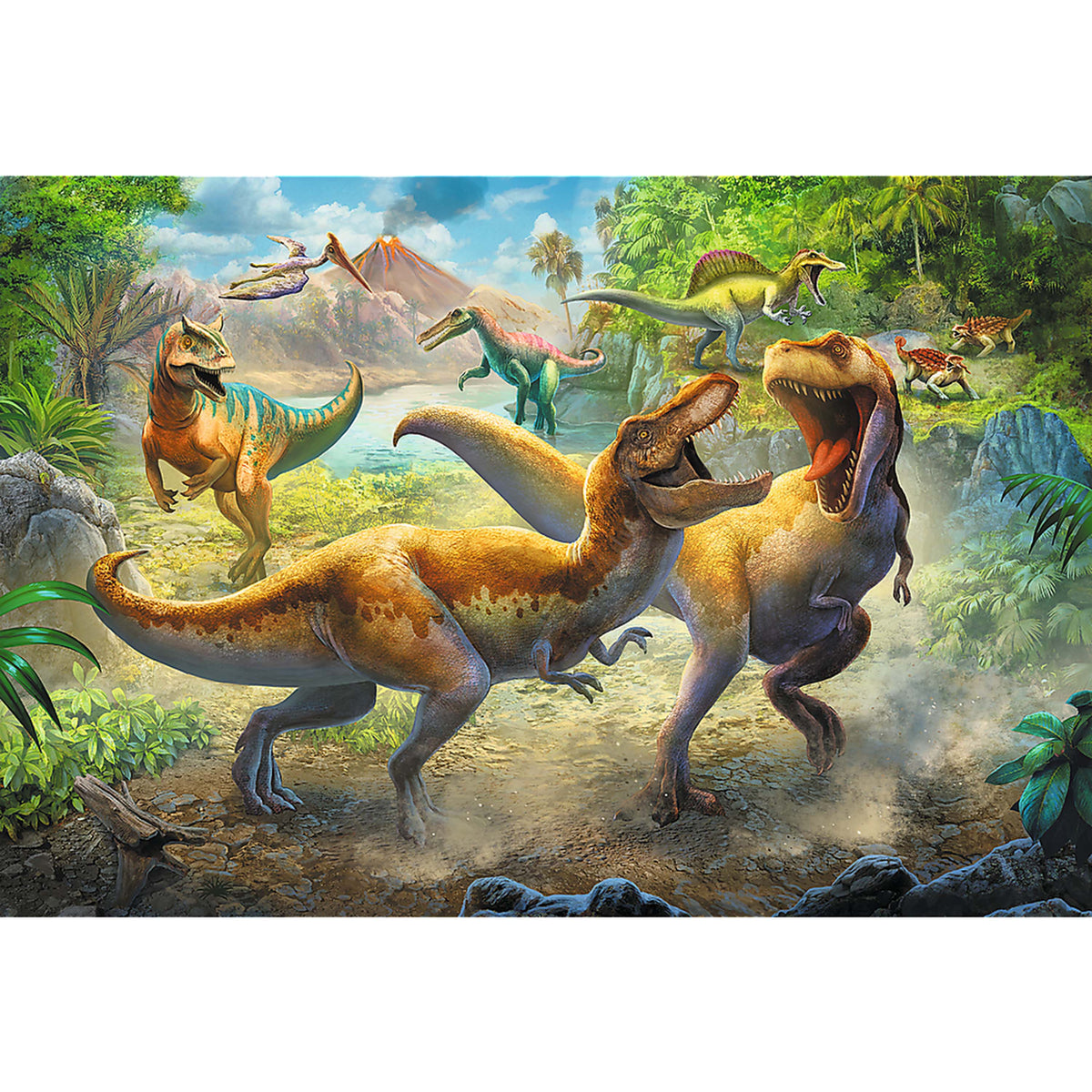 Red 160 Piece Kids Puzzle - Fighting Tyrannosaurs