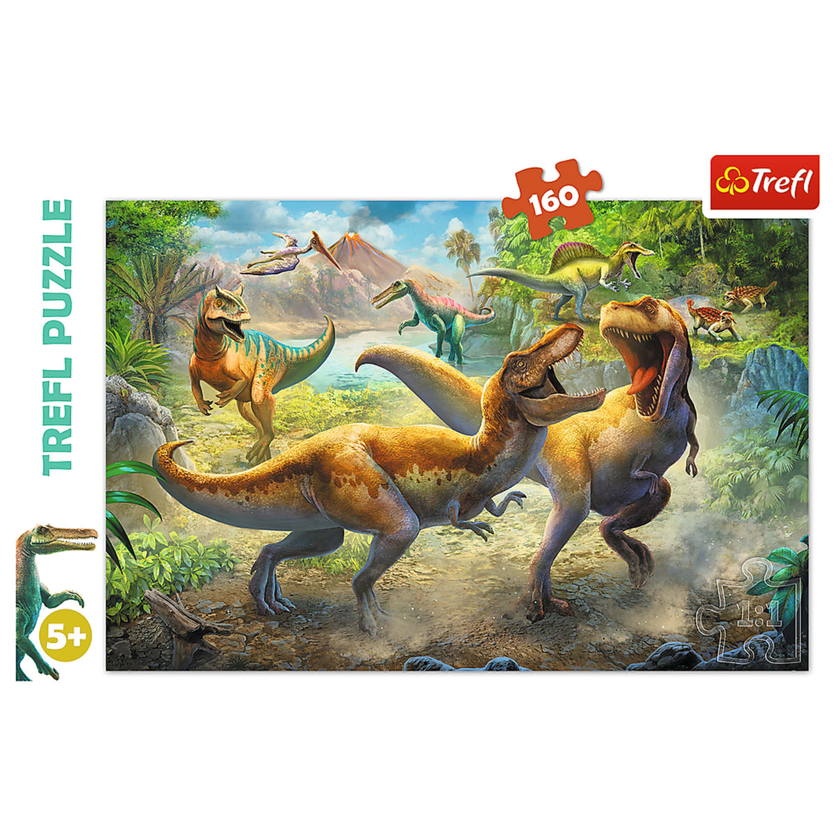 Red 160 Piece Kids Puzzle - Fighting Tyrannosaurs