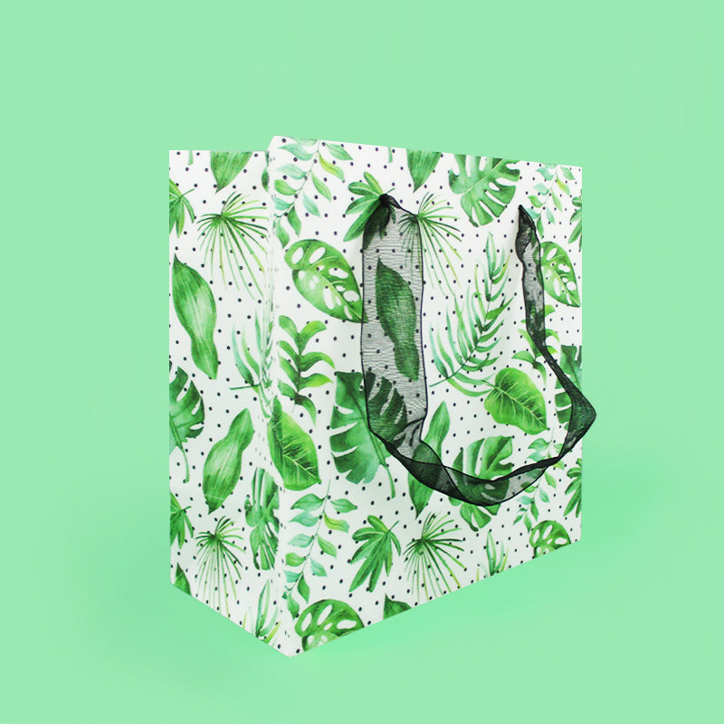 Tropical Plants Monstera Leaves Party Favor Treat Bags - Set Of 6 Or 12