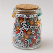 Stardust White And Black Block Alphabet Bead Diy Stretch Bracelet Kit