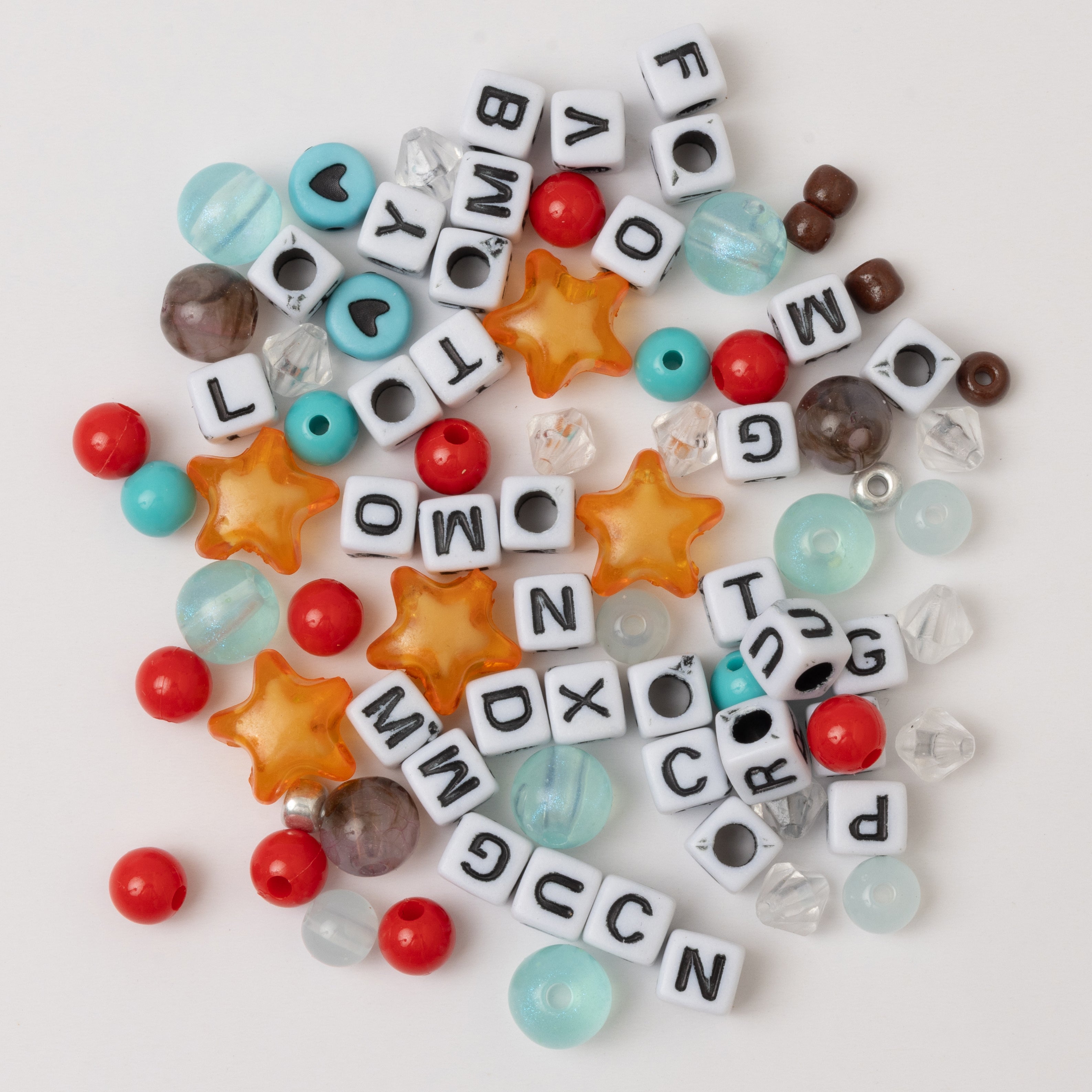 Stardust White And Black Block Alphabet Bead Diy Stretch Bracelet Kit