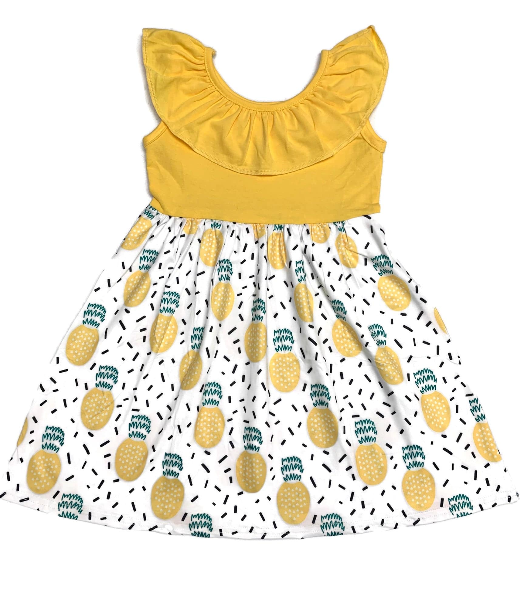 Pineapple Ruffle Tank Milk Silk Dress