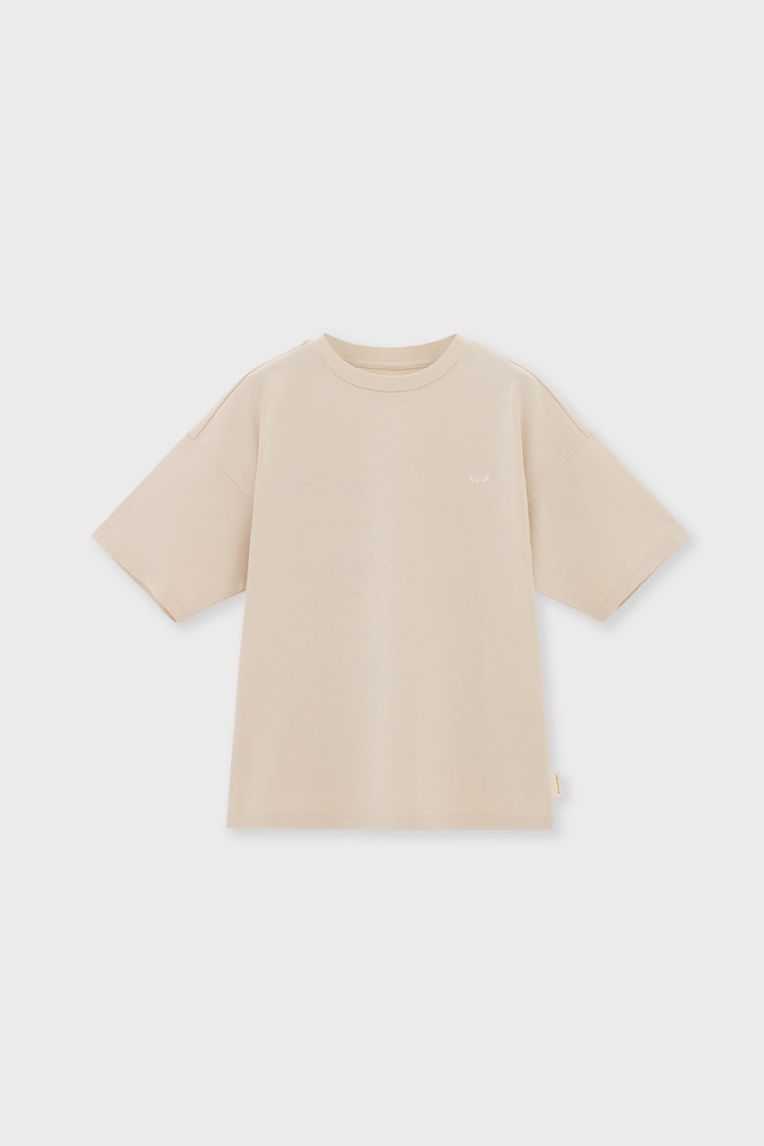 Relaxed Organic Cotton T-shirt With Sow Embroidery