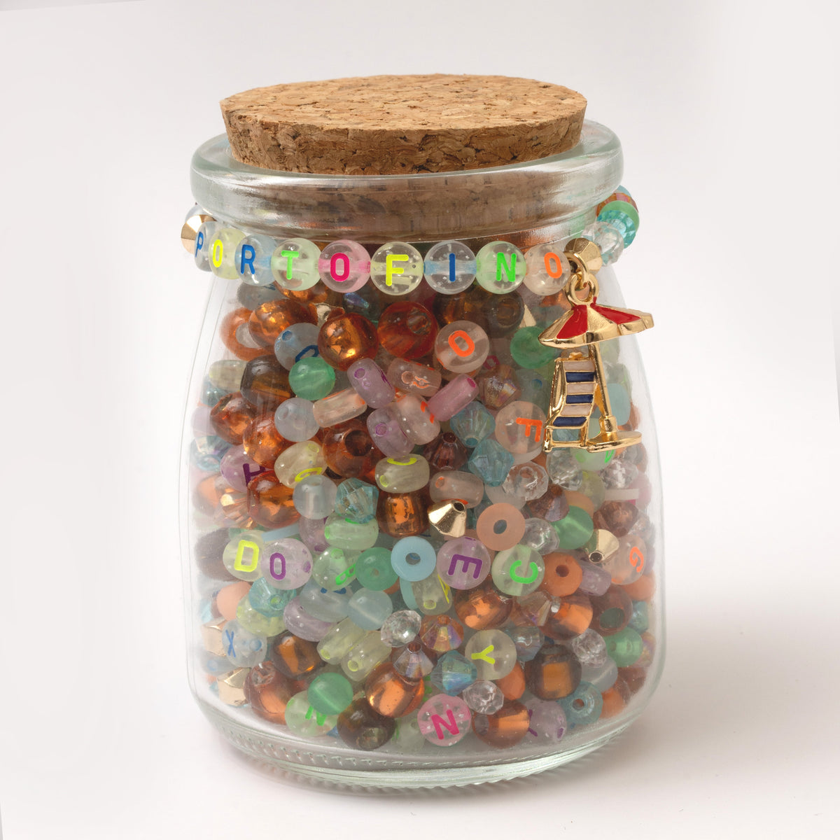 Portofino Colorful Neon Alphabet Bead Jar Diy Jewelry Kit