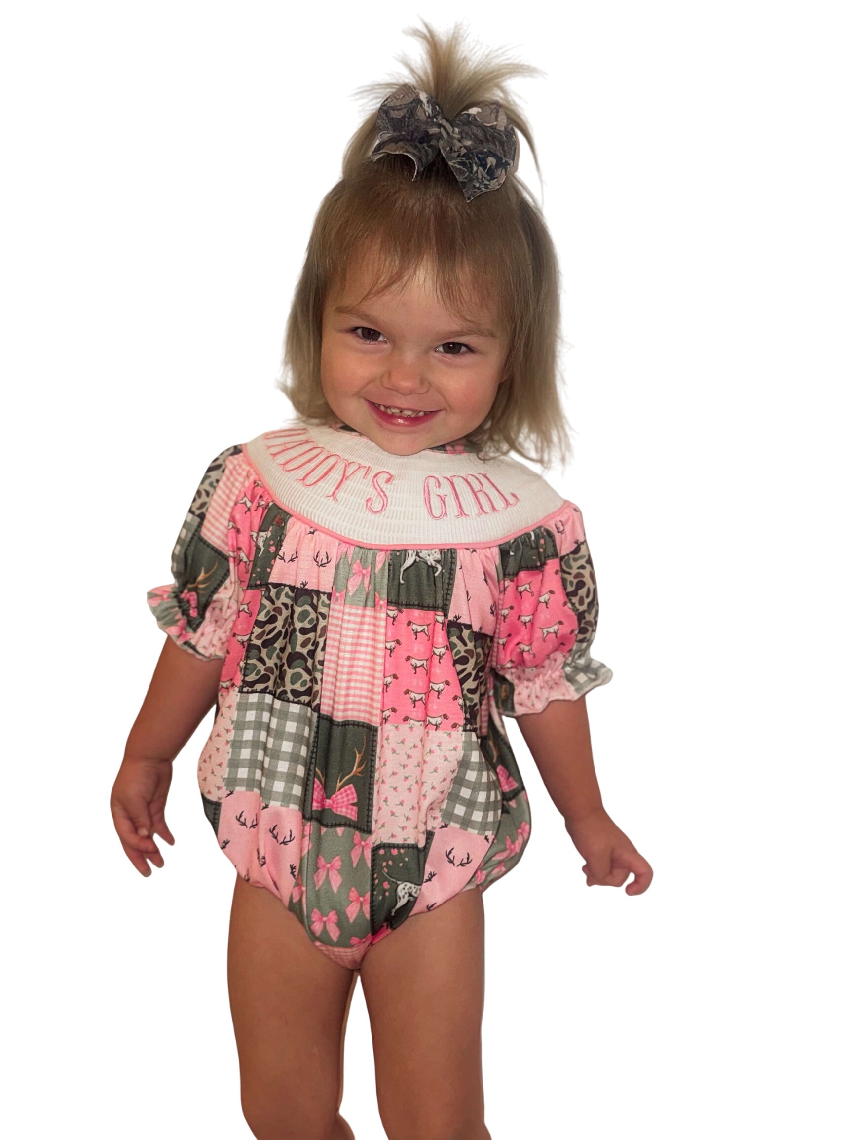 Smocked Hunting Daddys Girl Romper