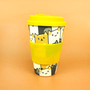 Eco-friendly Reusable Plant Fiber Travel Mug With Kitty Cat Design
