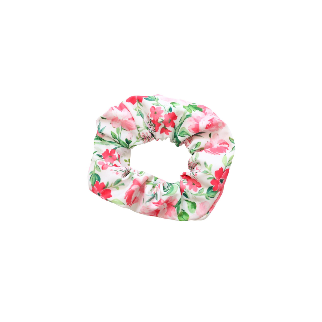 Coral Floral Scrunchie