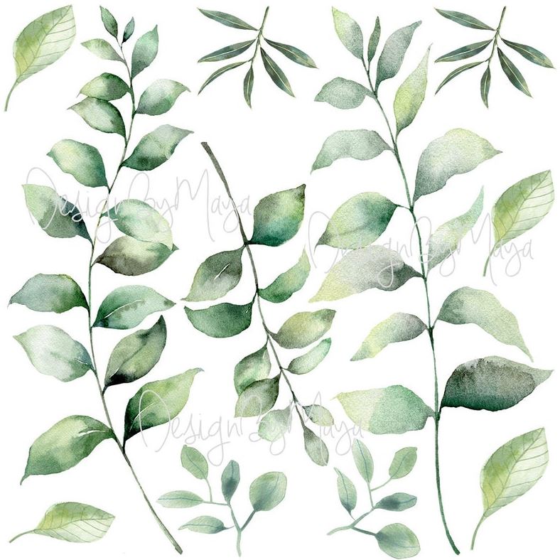 Giant Gray Leaves - Vinyl Nursery Wall Art Decals