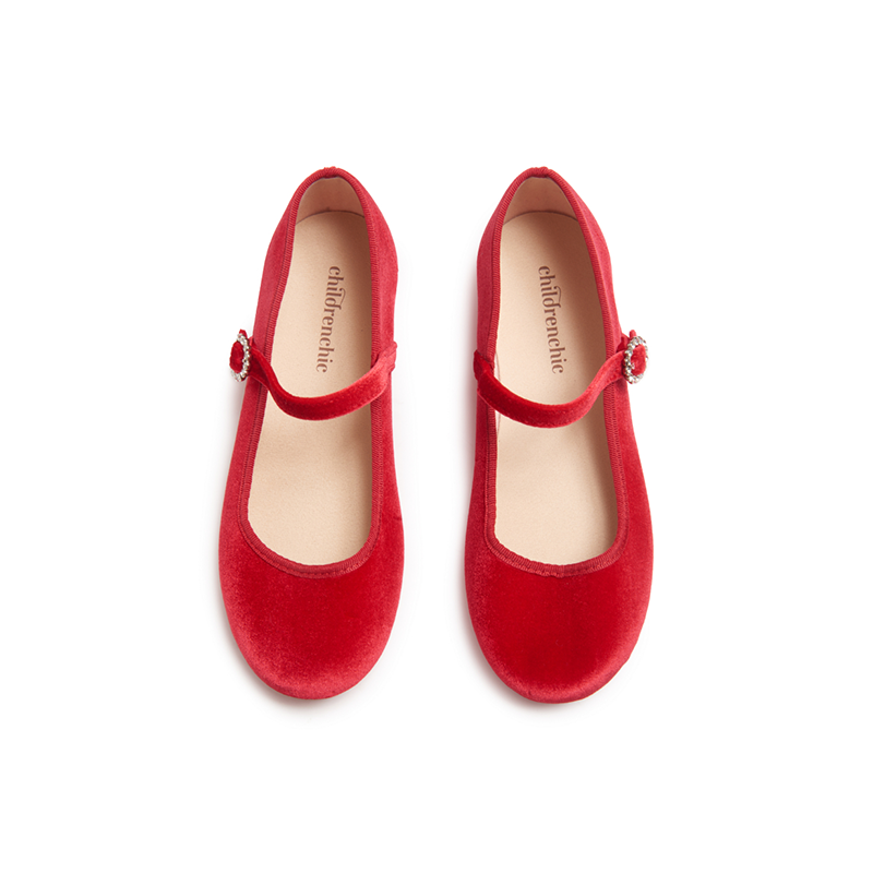 Holiday Velvet Mary Janes In Red