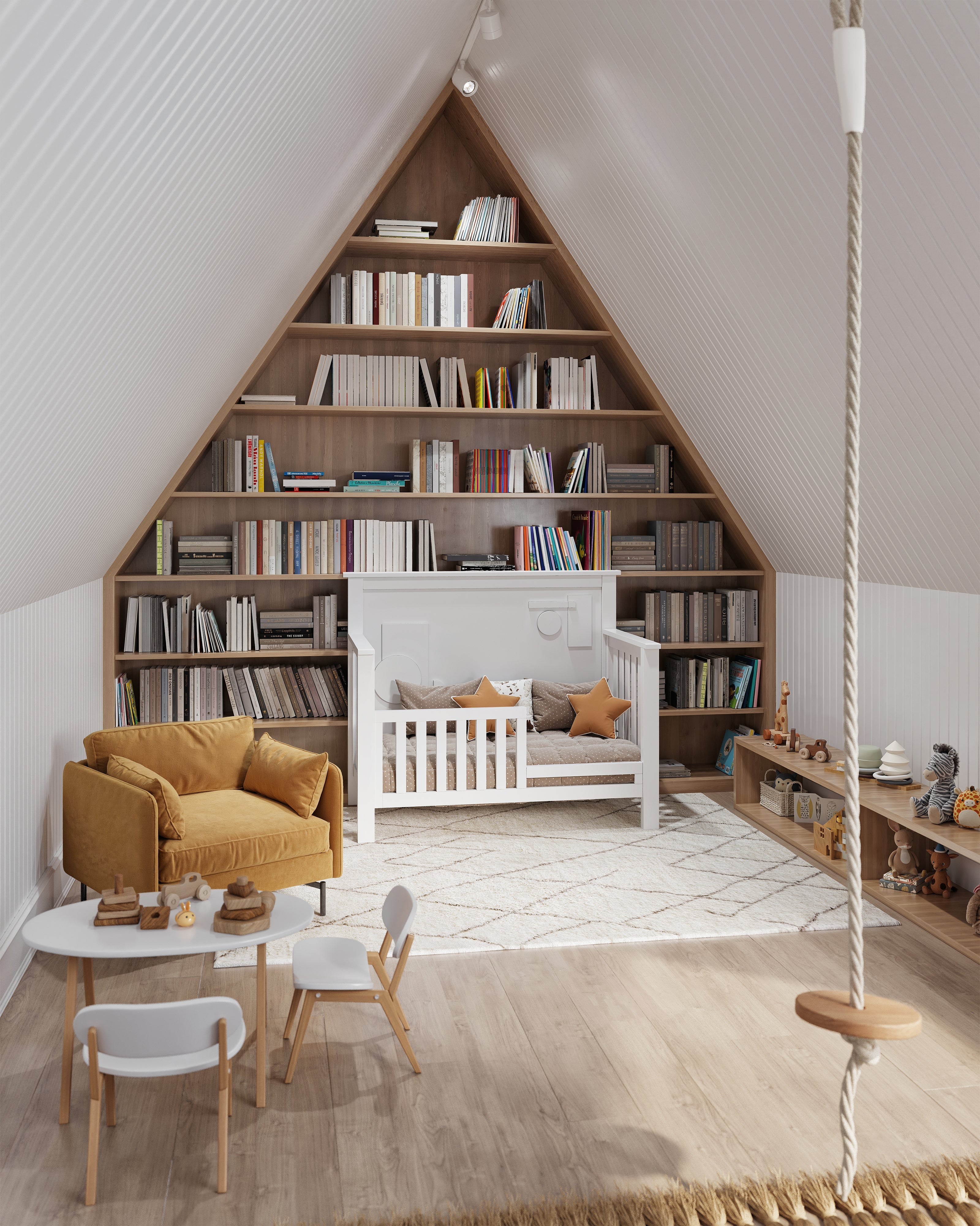 "just White"  Geometric 4-in-1 Convertible Crib