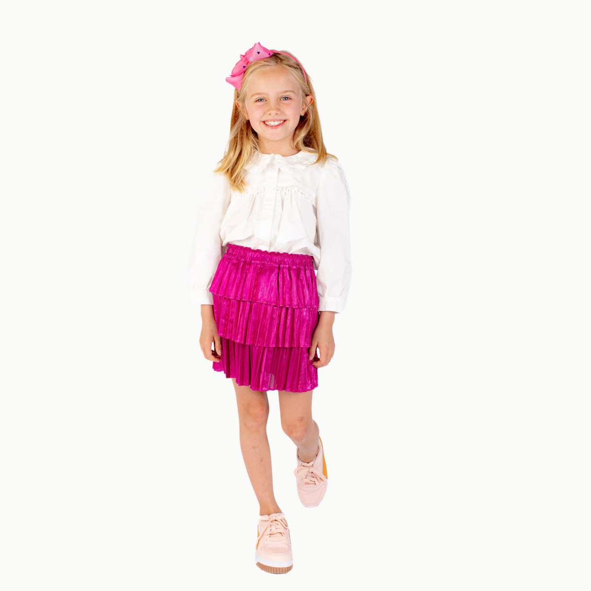 Ruffle Trim Blouse In White