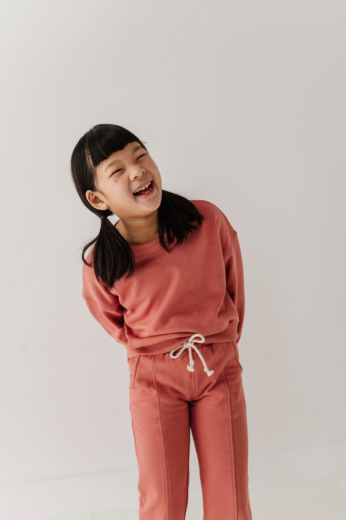 Girls Terry Crop Sweatshirt In Old Rose