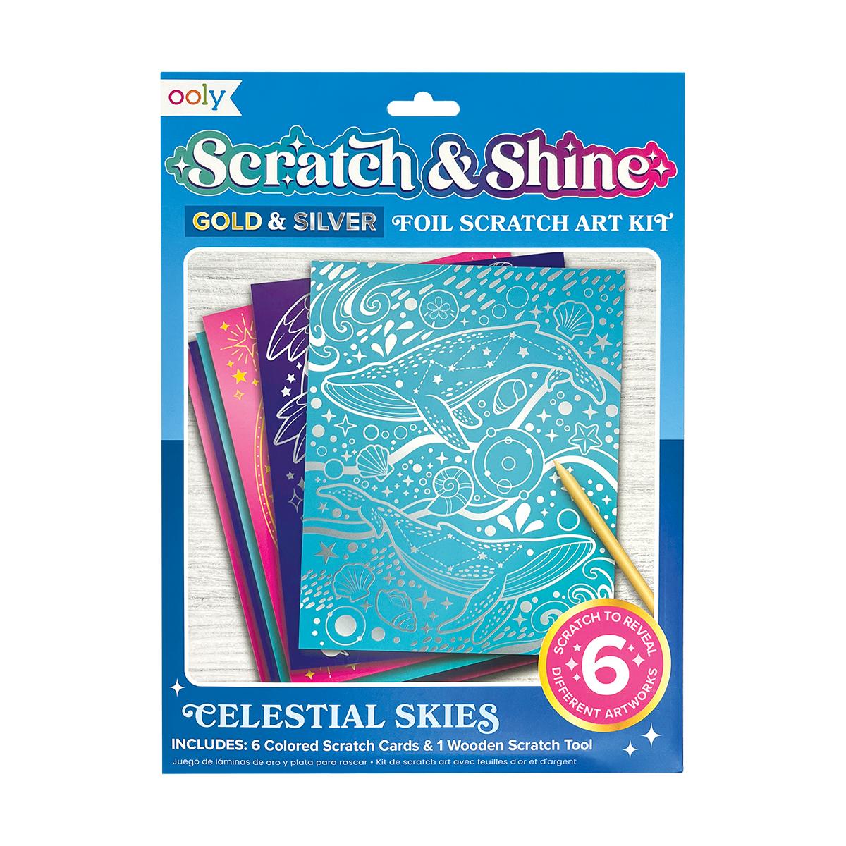 Scratch and Shine Foil Scratch Art Kit - Celestial Skies by OOLY