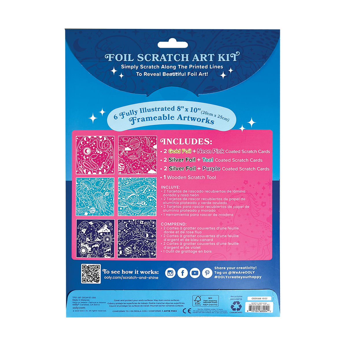 Scratch and Shine Foil Scratch Art Kit - Celestial Skies by OOLY