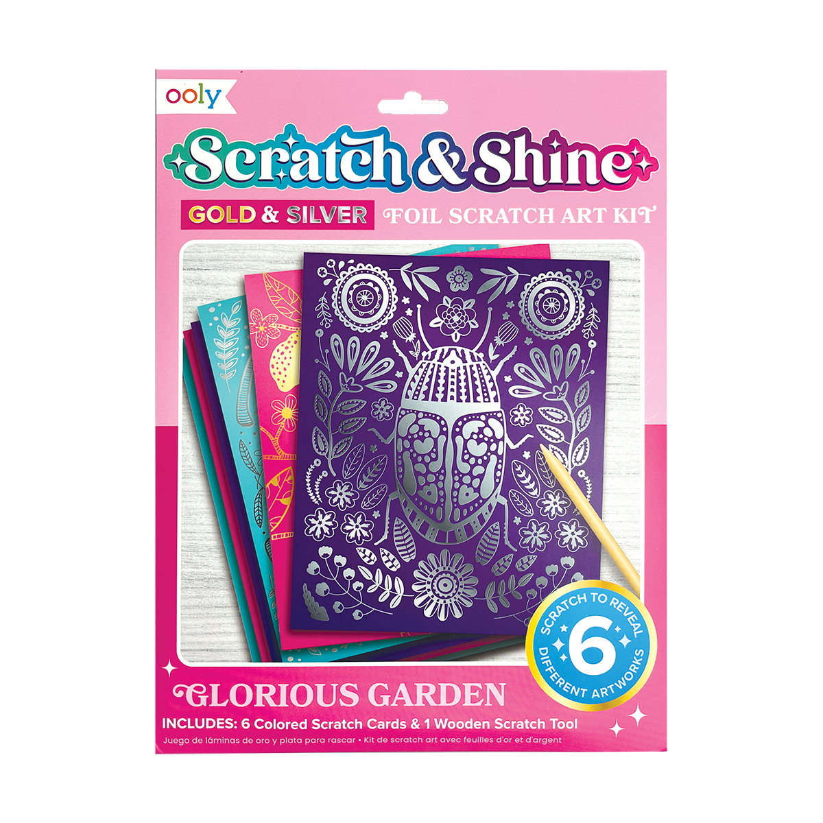 Scratch and Shine Foil Scratch Art Kit - Glorious Garden by OOLY
