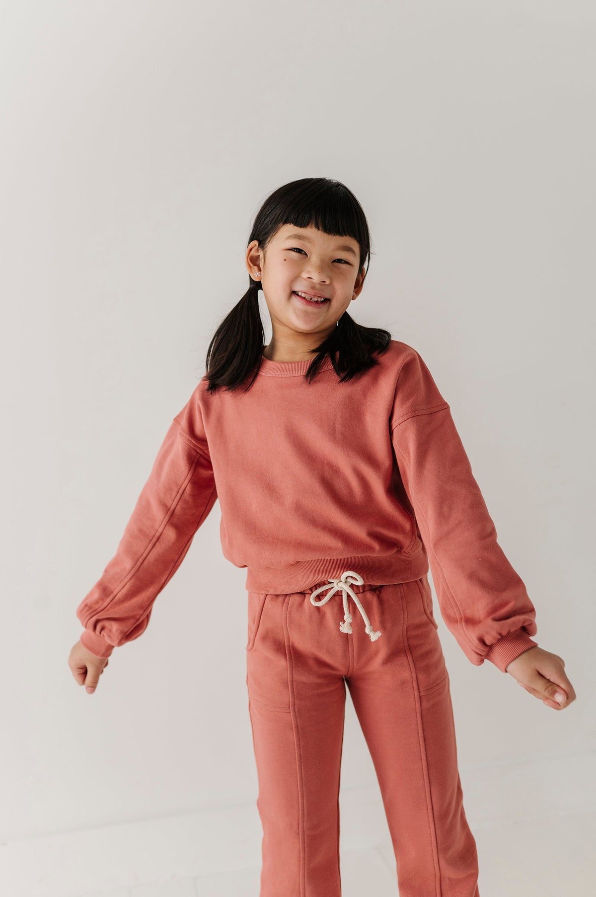Girls Terry Crop Sweatshirt In Old Rose