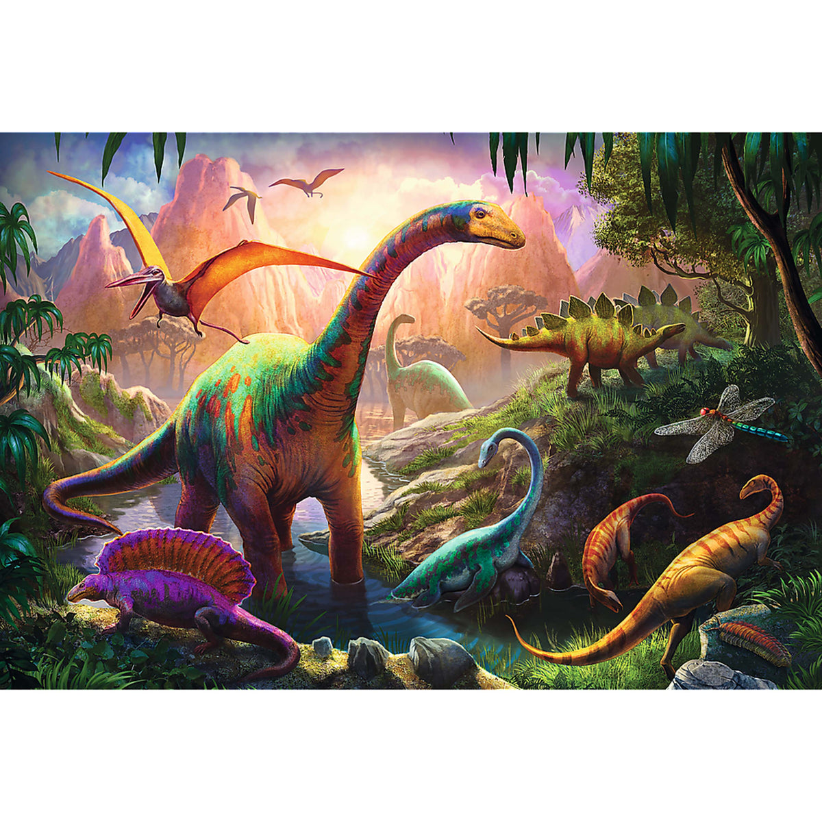 Red 100 Piece Kids Puzzle - Dinosaurs' Land