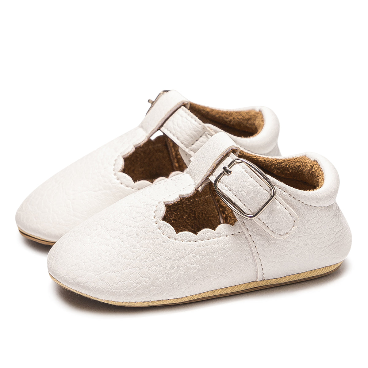 Baby Girl's Scalloped, T-strap All Occasion Shoes (white)