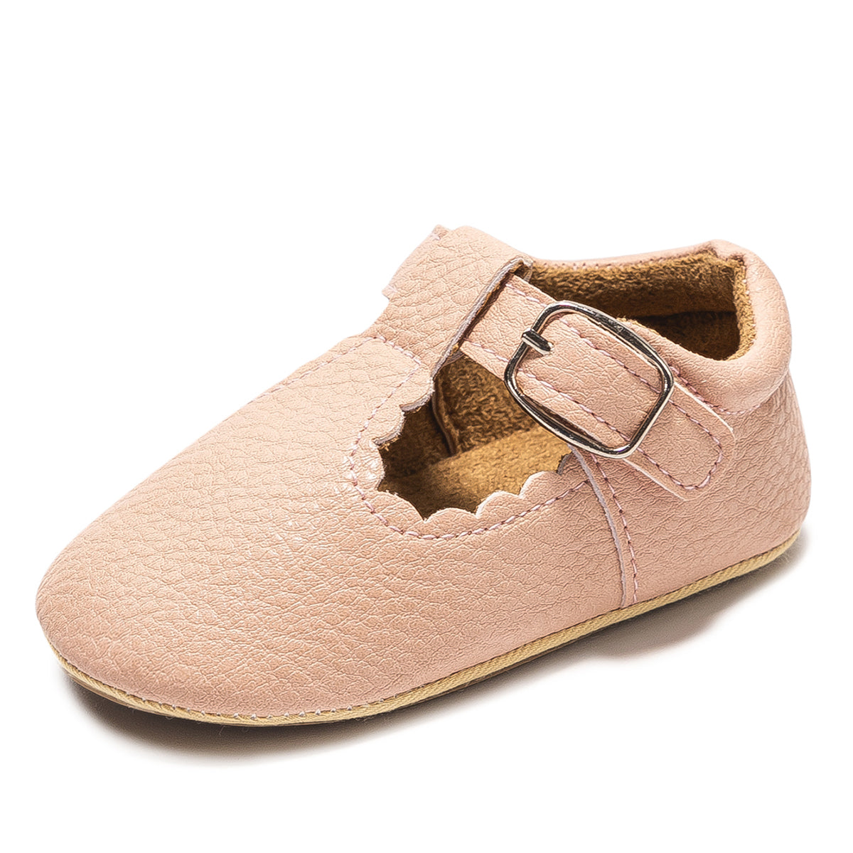 Baby Girl's Scalloped, T-strap All Occasion Shoes (pink)