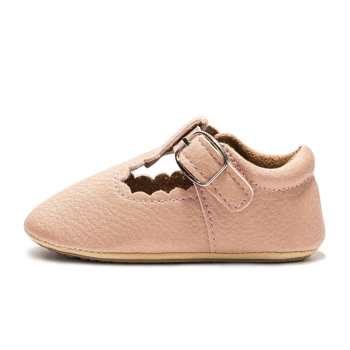 Baby Girl's Scalloped, T-strap All Occasion Shoes (pink)