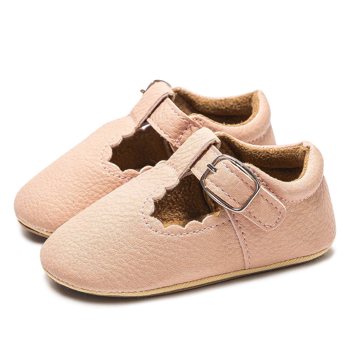 Baby Girl's Scalloped, T-strap All Occasion Shoes (pink)
