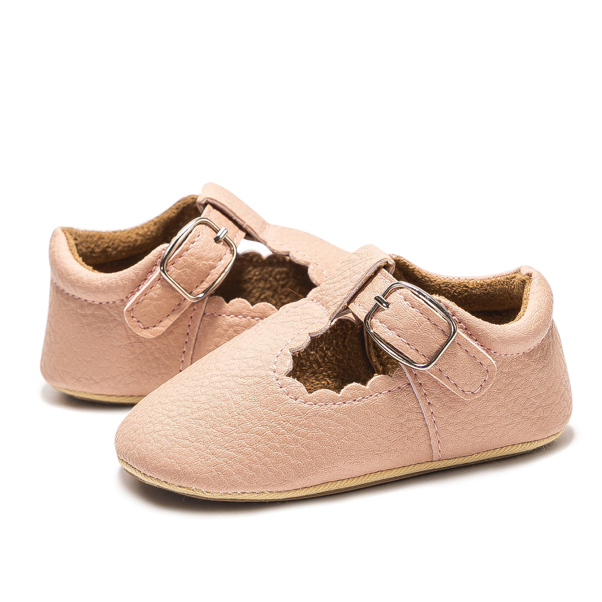 Baby Girl's Scalloped, T-strap All Occasion Shoes (pink)