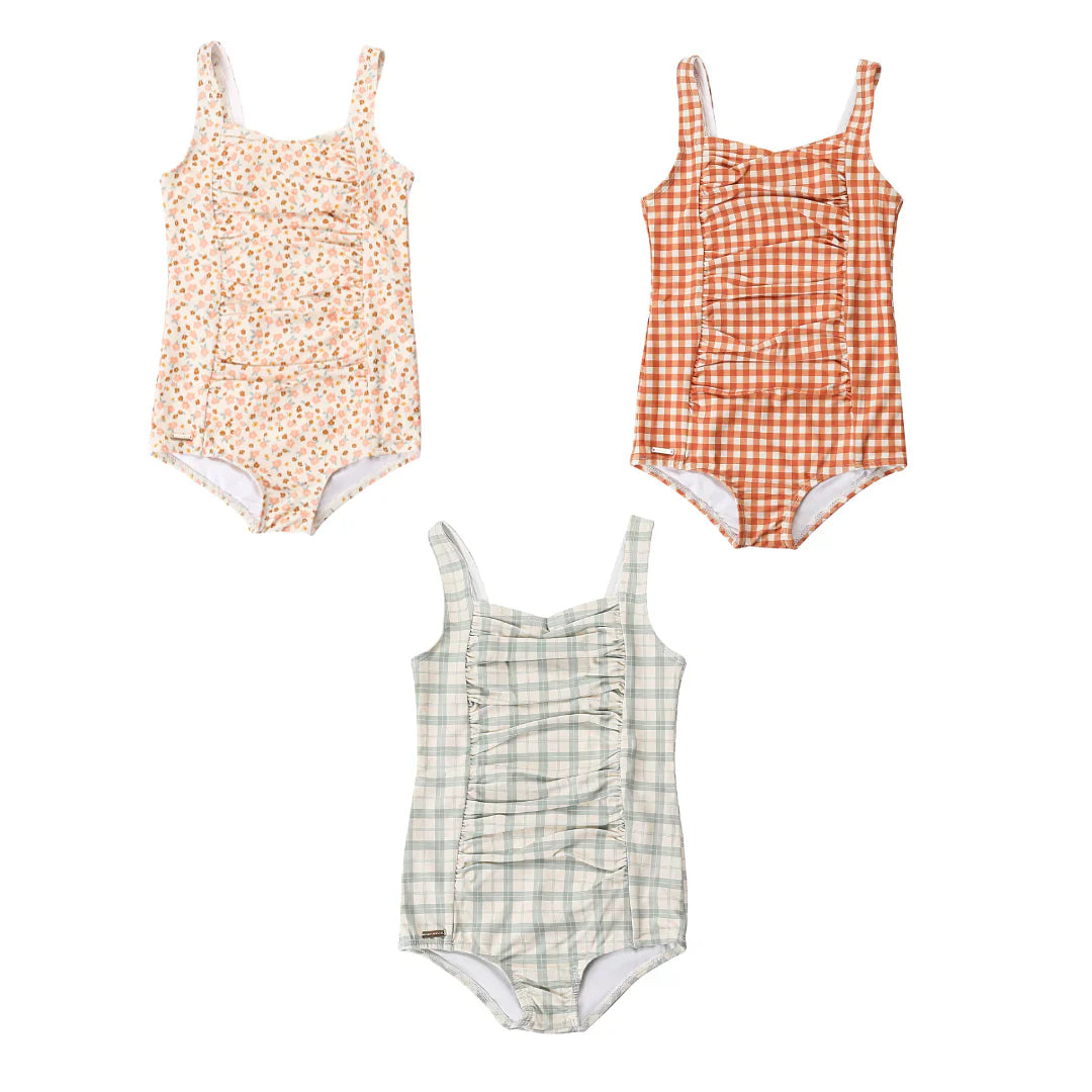 Vintage Girls 1 Piece Swimsuit | Upf + Recycled - Sienna Gingham