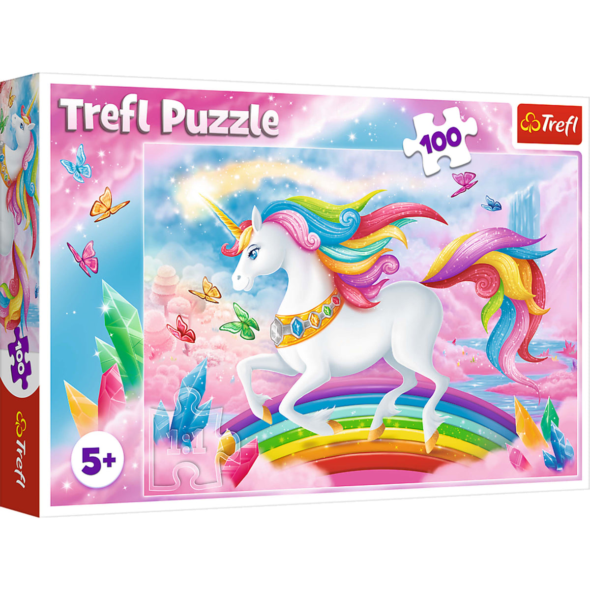Red 100 Piece Kids Puzzle - Into The Crystal World Of Unicorns
