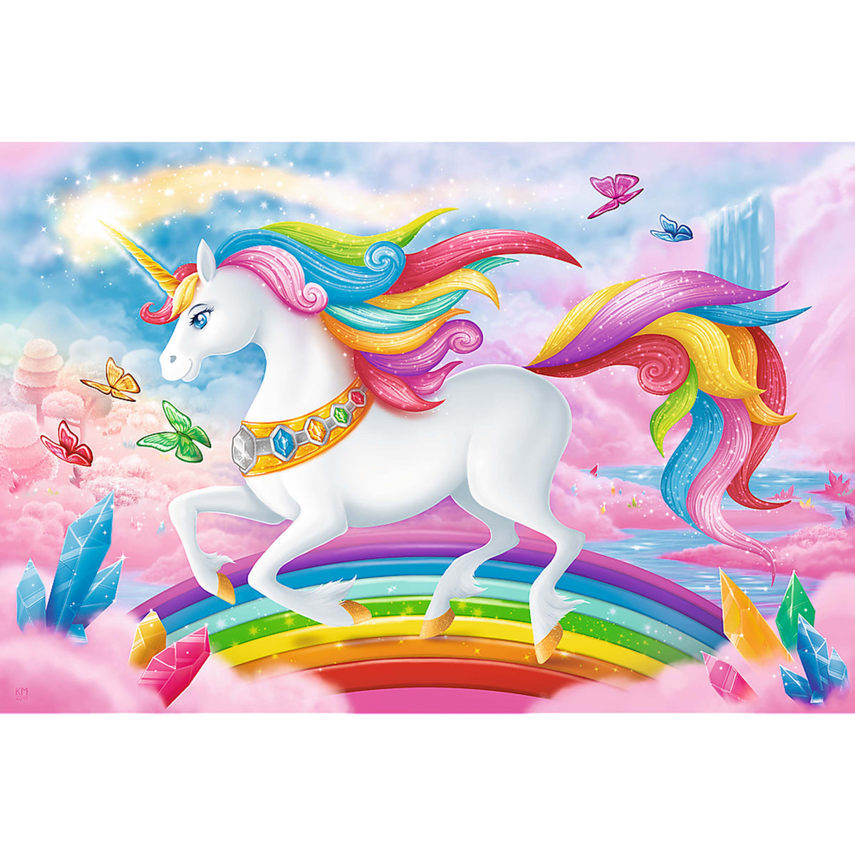 Red 100 Piece Kids Puzzle - Into The Crystal World Of Unicorns