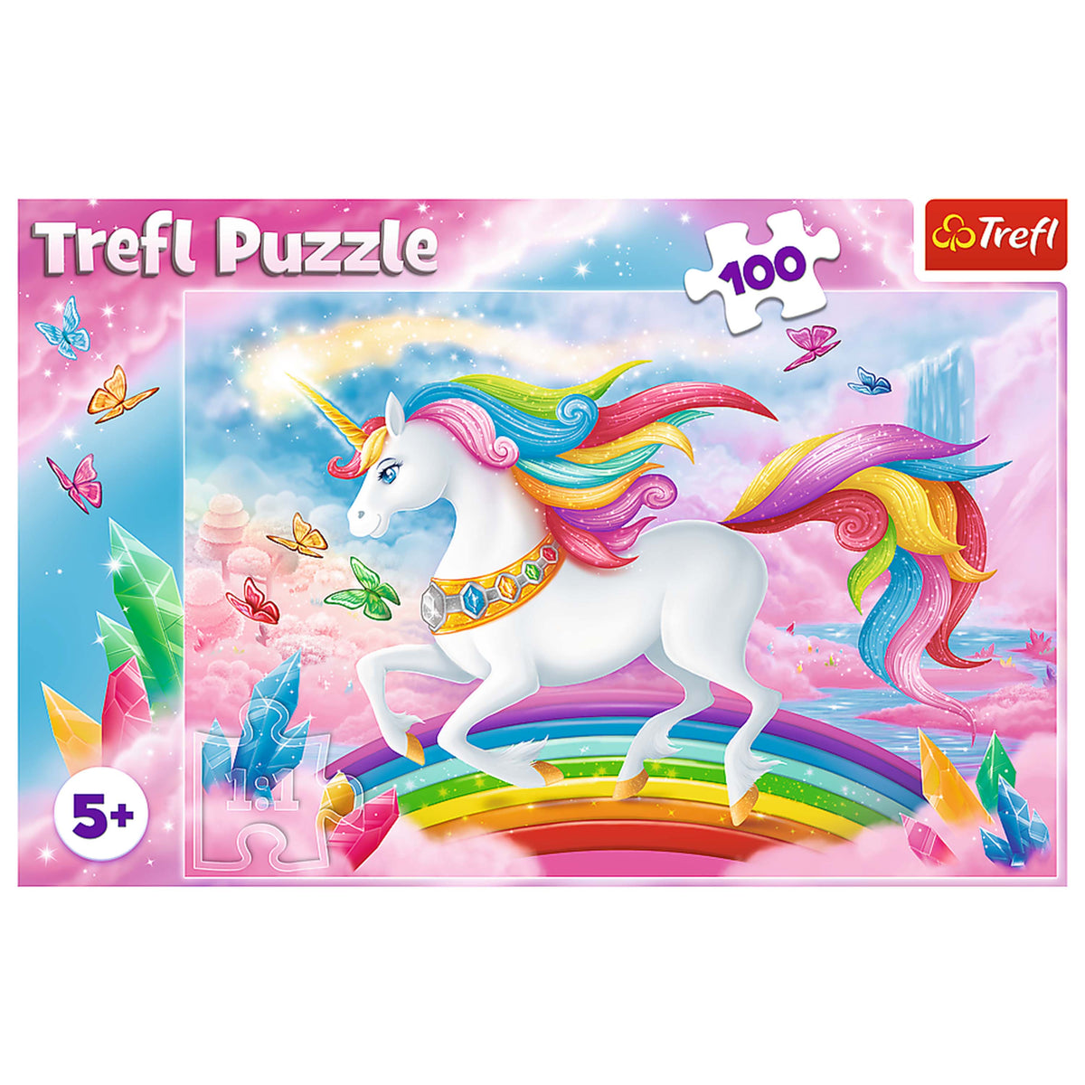 Red 100 Piece Kids Puzzle - Into The Crystal World Of Unicorns