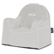 Little Reader Chair - Grey With White Piping