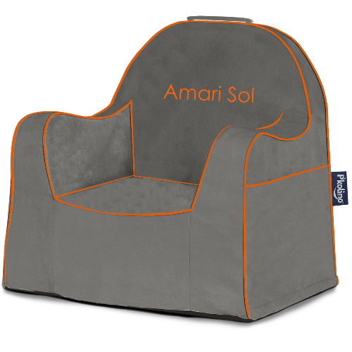 Little Reader Chair - Dark Grey with Orange Piping