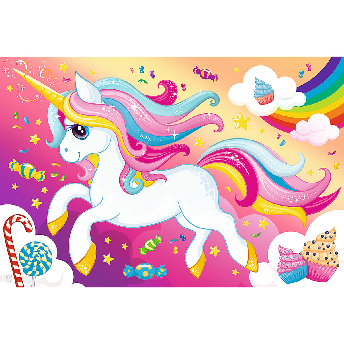Red 100 Piece Kids Puzzle - Beautiful Unicorn