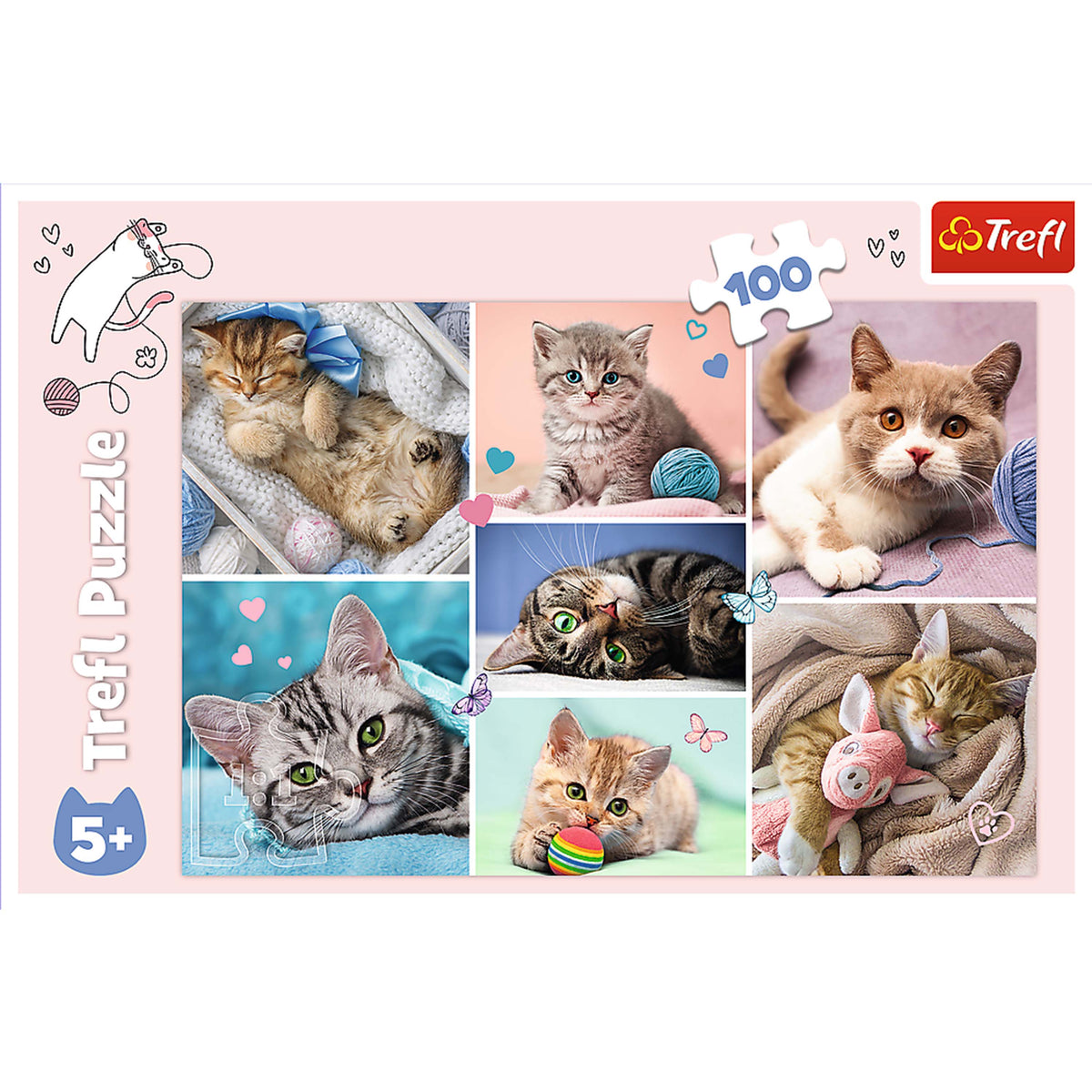 Red 100 Piece Kids Puzzle - In The Cat World