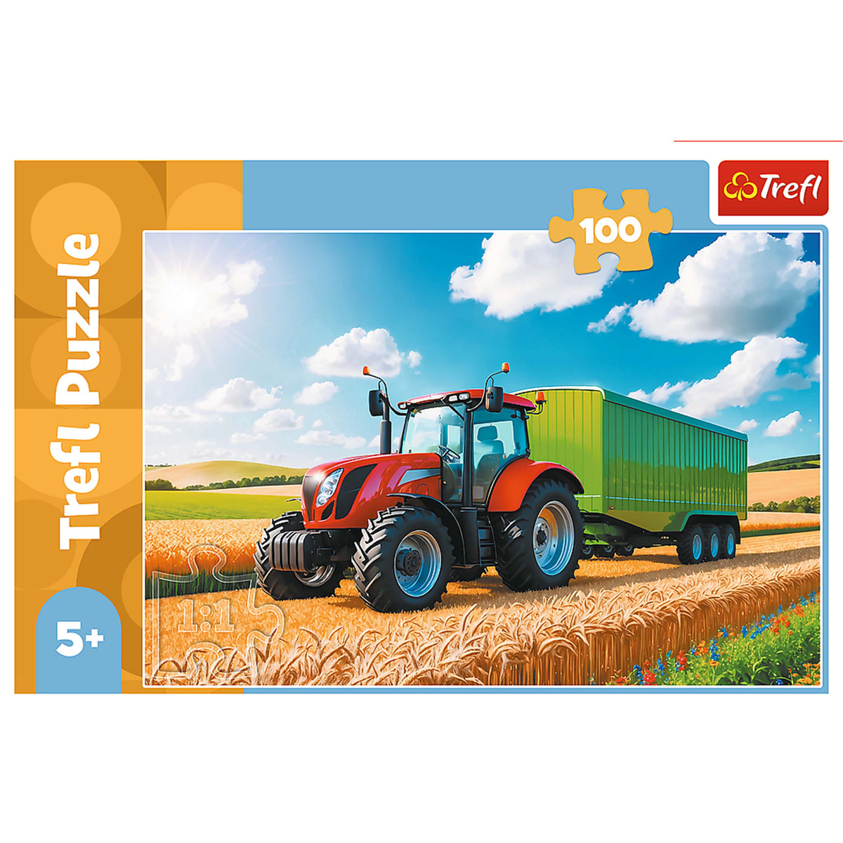 Kids Agricultural Machinery - Tractor With Trailer 100 Piece Puzzle