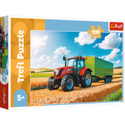 Kids Agricultural Machinery - Tractor With Trailer 100 Piece Puzzle