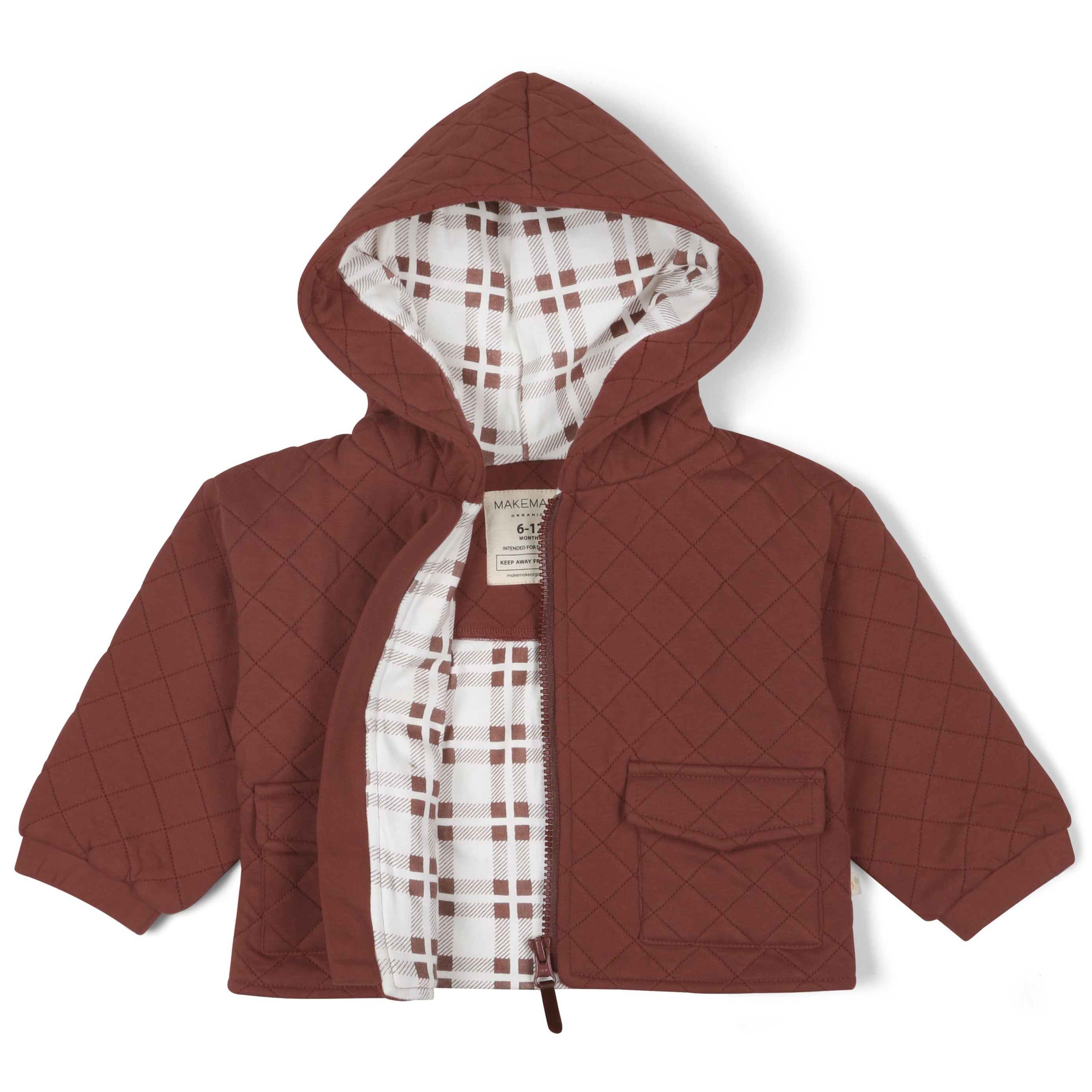 Organic Quilted Hooded Jacket - Plum