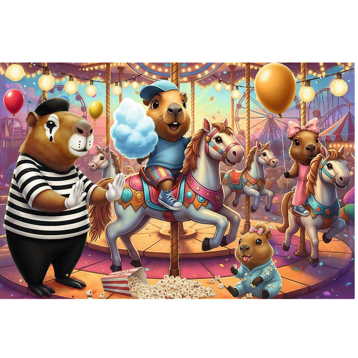 Kids Capybaras On Vacation 100 Piece Kids Puzzle